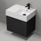Floating Small Black Bathroom Vanity, Modern, 24